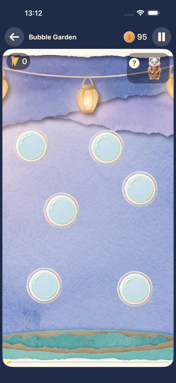 Bubble Garden gameplay in LumiNest: Kids Math