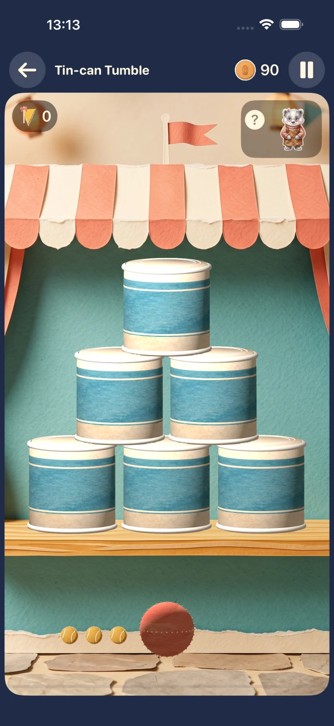 Tin-can Tumble gameplay in LumiNest: Kids Math